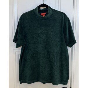 Vintage Venezia Jeans Forest Green Velour Mock-Neck Short Sleeve Top 18/20 GUC